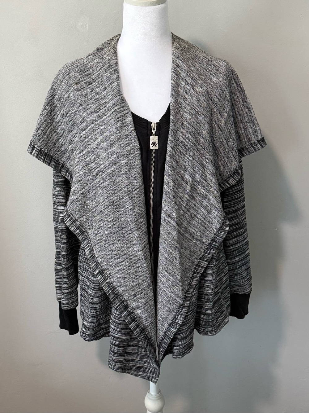Pink Lotus space dye hooded yoga cardigan Size XS